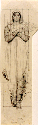Serra Luigi-Figura femminile vista di fronte, velata e panneggiata, nell'atto di incedere con le braccia incrociate sul petto